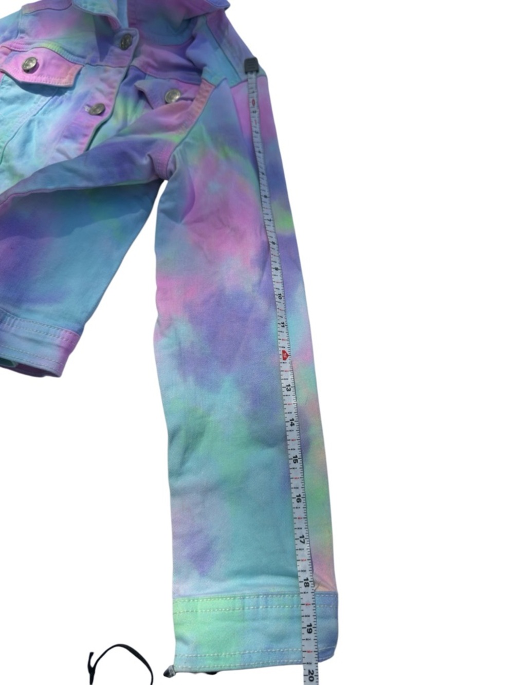 Fabkids Pastel Tie Dye Denim Jacket Girls L 10/12 Stretch Kidcore Aesthetic - Picture 11 of 13